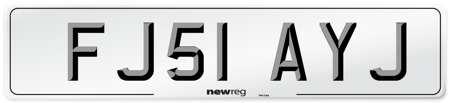 FJ51 AYJ Number Plate from New Reg